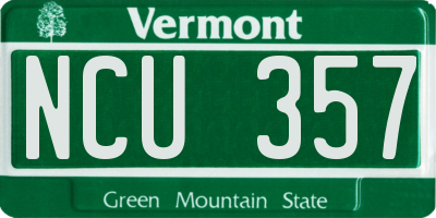 VT license plate NCU357