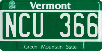 VT license plate NCU366