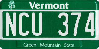 VT license plate NCU374