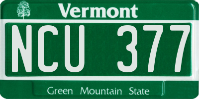 VT license plate NCU377