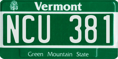 VT license plate NCU381