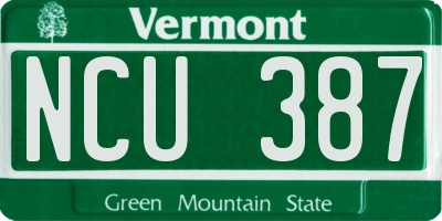 VT license plate NCU387