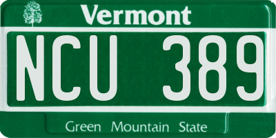 VT license plate NCU389