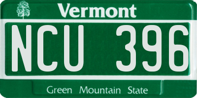 VT license plate NCU396
