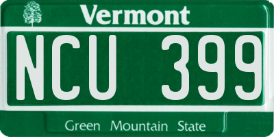 VT license plate NCU399