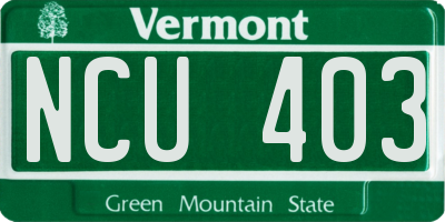 VT license plate NCU403