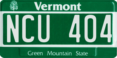 VT license plate NCU404