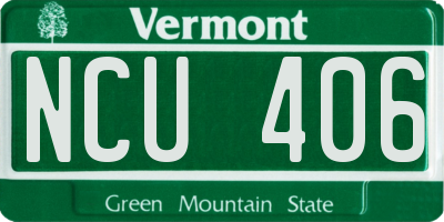 VT license plate NCU406