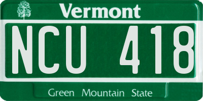 VT license plate NCU418