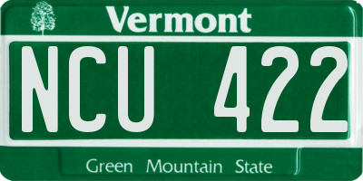 VT license plate NCU422