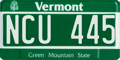 VT license plate NCU445