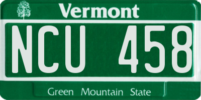 VT license plate NCU458