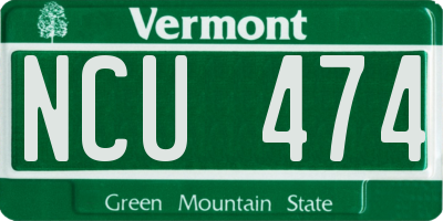 VT license plate NCU474