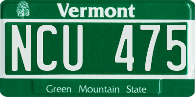 VT license plate NCU475
