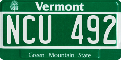 VT license plate NCU492
