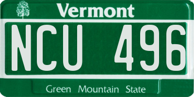 VT license plate NCU496