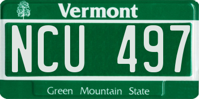 VT license plate NCU497