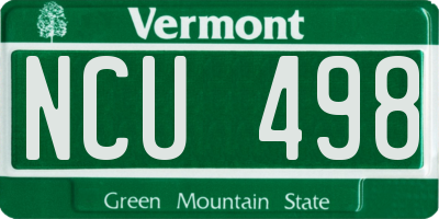 VT license plate NCU498