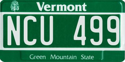 VT license plate NCU499