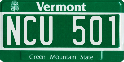 VT license plate NCU501