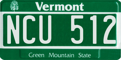 VT license plate NCU512