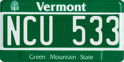 VT license plate NCU533