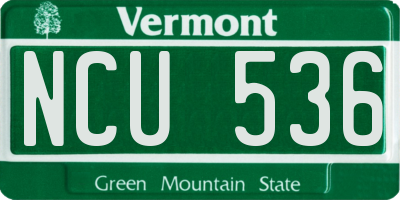 VT license plate NCU536