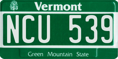 VT license plate NCU539