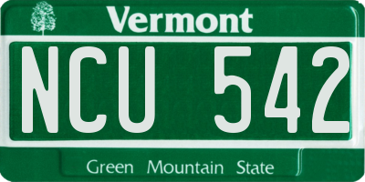 VT license plate NCU542