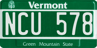 VT license plate NCU578