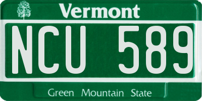 VT license plate NCU589