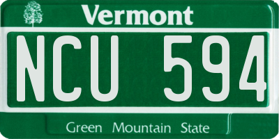 VT license plate NCU594
