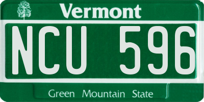 VT license plate NCU596