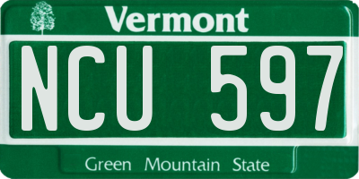 VT license plate NCU597