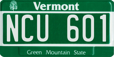 VT license plate NCU601