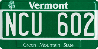 VT license plate NCU602