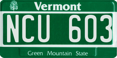 VT license plate NCU603