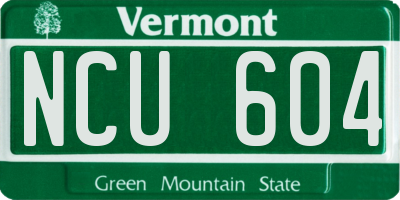 VT license plate NCU604