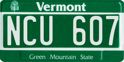 VT license plate NCU607