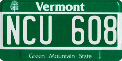 VT license plate NCU608