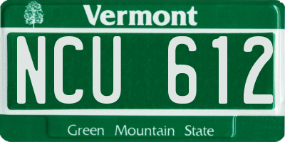 VT license plate NCU612