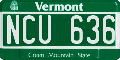 VT license plate NCU636