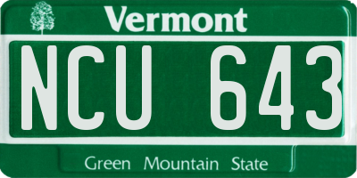 VT license plate NCU643