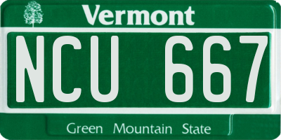 VT license plate NCU667