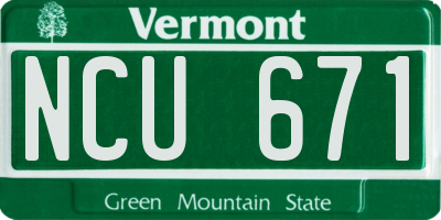 VT license plate NCU671