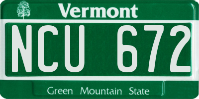 VT license plate NCU672