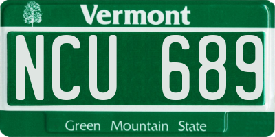 VT license plate NCU689