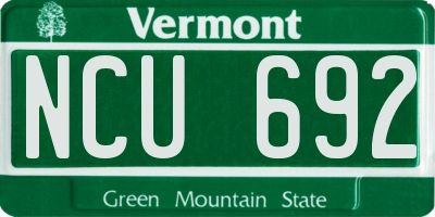 VT license plate NCU692