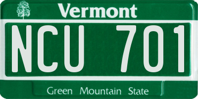 VT license plate NCU701