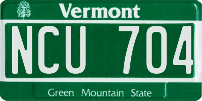 VT license plate NCU704